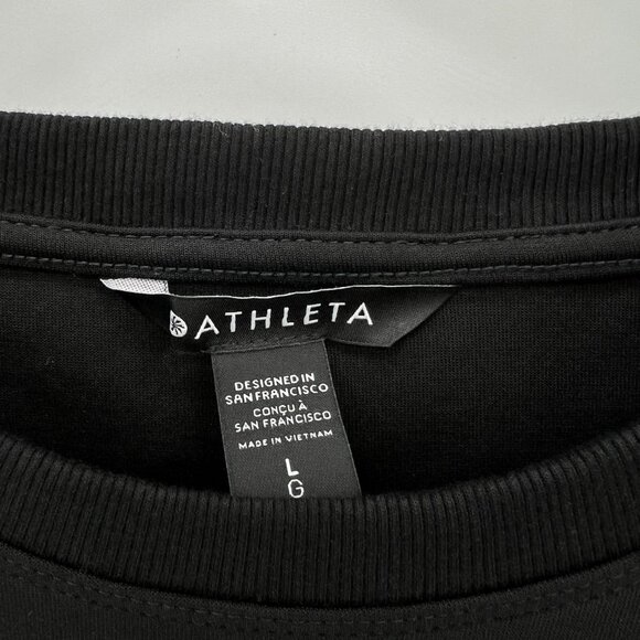 Athleta Harlow Long-Sleeve Hybrid Top Womens Large Black Breathable Pullover - Picture 5 of 10